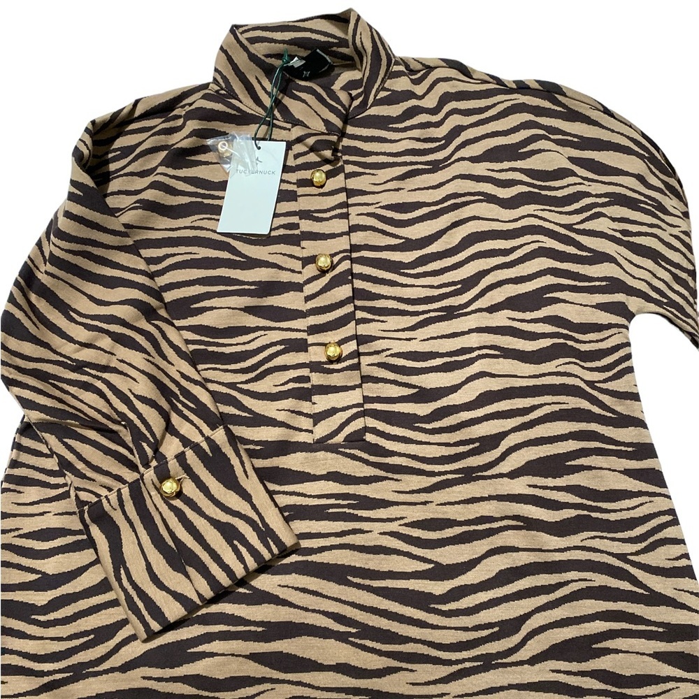 Tuckernuck Willow Blouse Brown Tiger Stripe Knit NWT Medium​